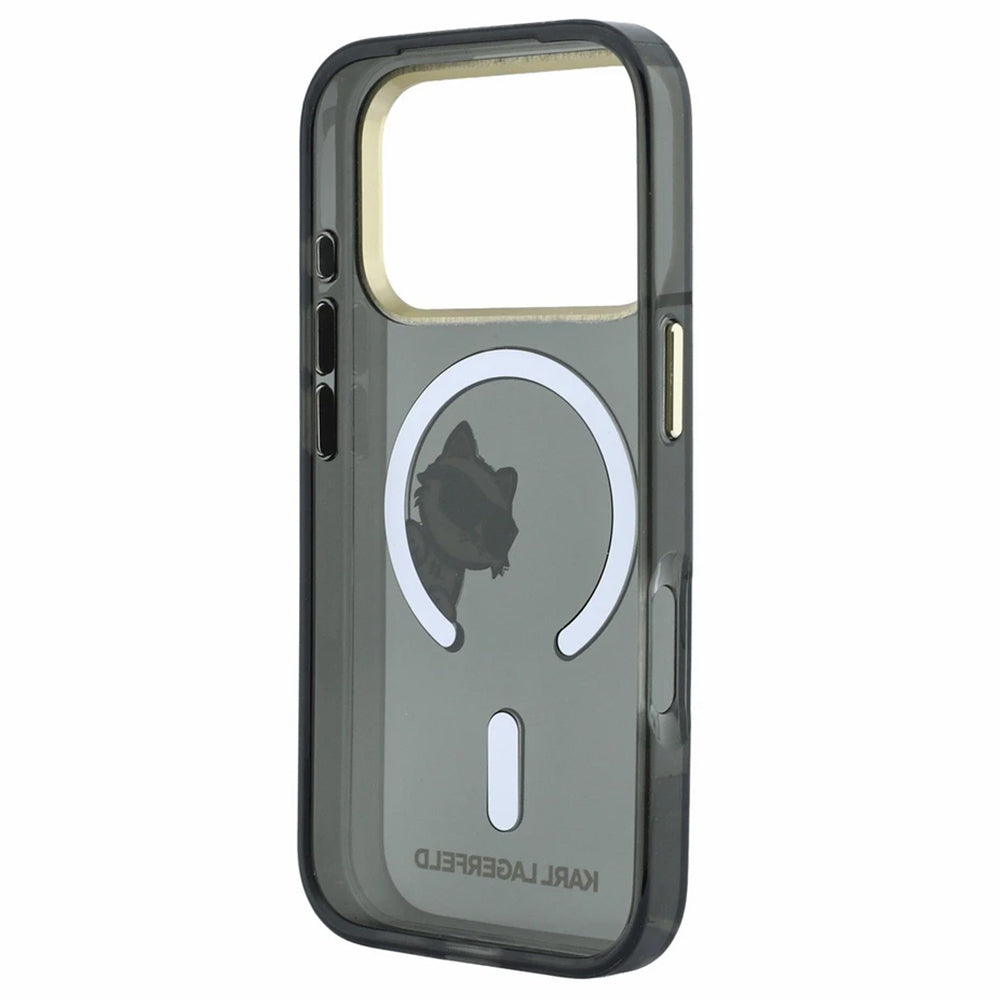 Custodia MagSafe per Apple iPhone 18 Pro / 17 Pro, Karl Lagerfeld, IML Peekaboo Print e Cornice Metallica, Nera