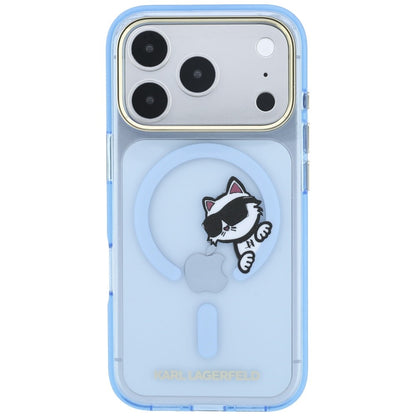 Custodia MagSafe per Apple iPhone 18 Pro / 17 Pro, Karl Lagerfeld, IML Peekaboo Print Metal Frame, Bleu