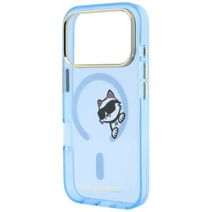 Custodia MagSafe per Apple iPhone 18 Pro / 17 Pro, Karl Lagerfeld, IML Peekaboo Print Metal Frame, Bleu