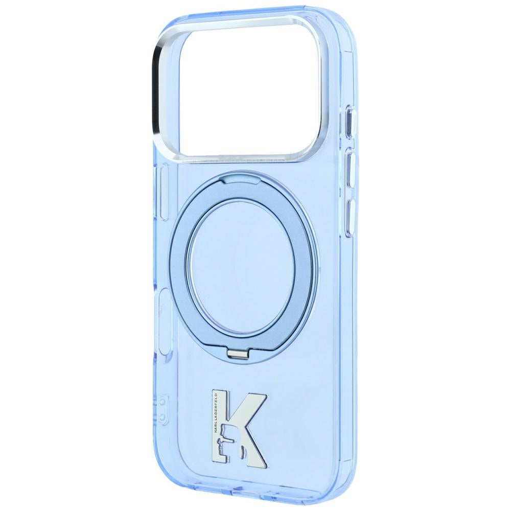 Custodia MagSafe per Apple iPhone 18 Pro / 17 Pro, Karl Lagerfeld, IML Ring Stand Kameo Metal, Blu