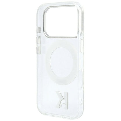 Custodia MagSafe per Apple iPhone 18 Pro / 17 Pro, Karl Lagerfeld, IML Ring Stand Kameo Metal, Trasparente