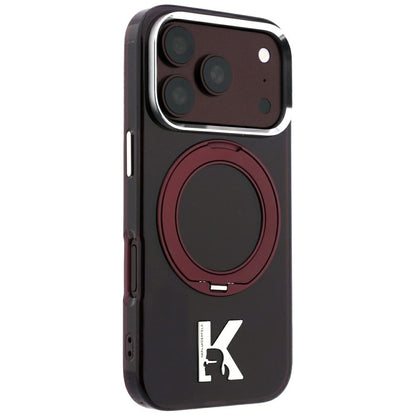 MagSafe Case for Apple iPhone 18 Pro / 17 Pro, Karl Lagerfeld, IML Ring Stand Kameo Metal, Burgundy