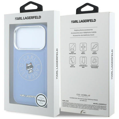 Custodia MagSafe per Apple iPhone 18 Pro / 17 Pro, Karl Lagerfeld, Point and Choupette Sketch, blu