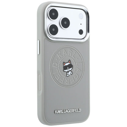 Custodia MagSafe per Apple iPhone 18 Pro / 17 Pro, Karl Lagerfeld, Point and Choupette Sketch, Grigio