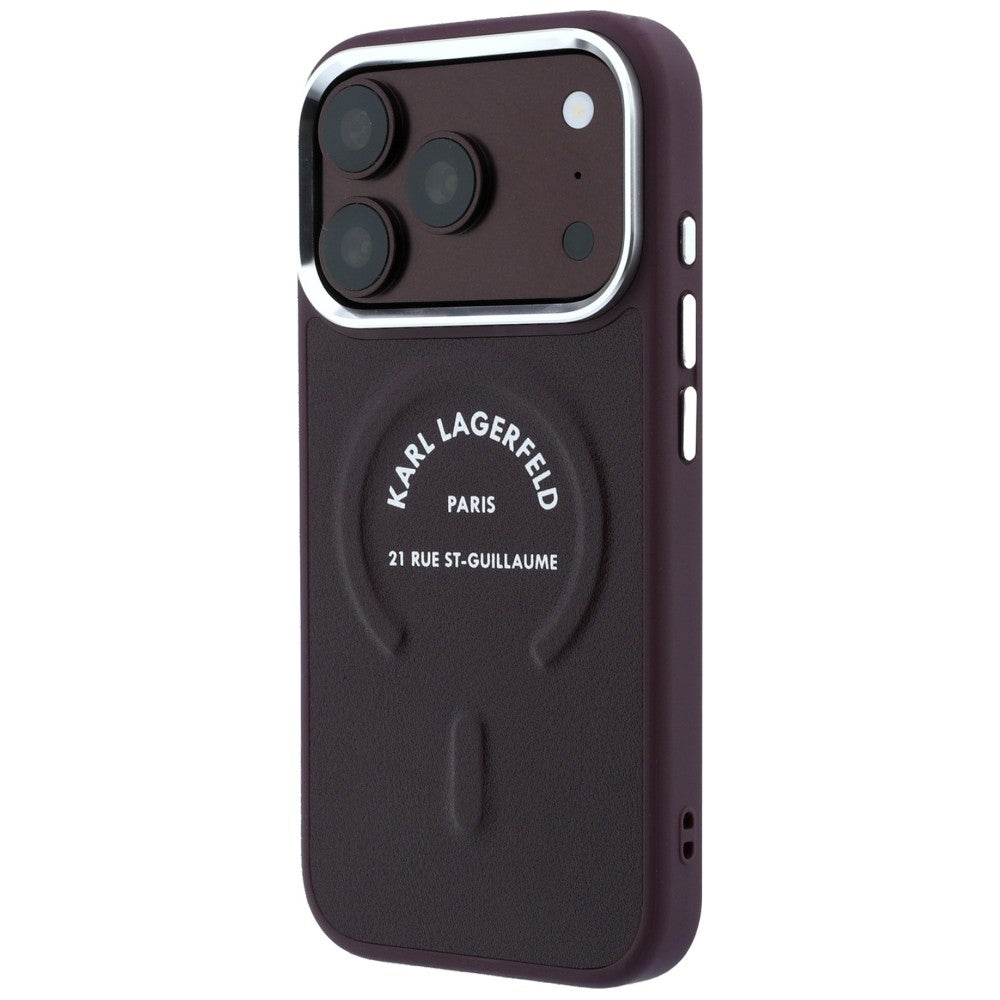 Custodia MagSafe per Apple iPhone 18 Pro / 17 Pro, Karl Lagerfeld, Anello Karl RSG Logo, Vinaccia