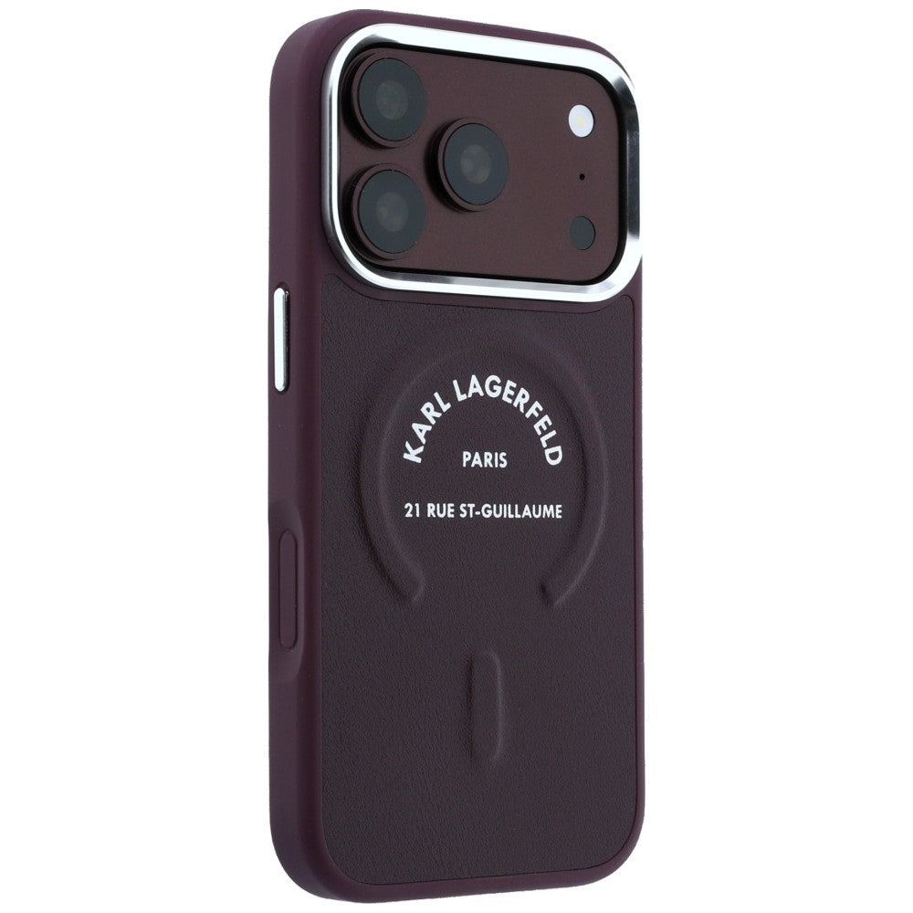 Custodia MagSafe per Apple iPhone 18 Pro / 17 Pro, Karl Lagerfeld, Anello Karl RSG Logo, Vinaccia