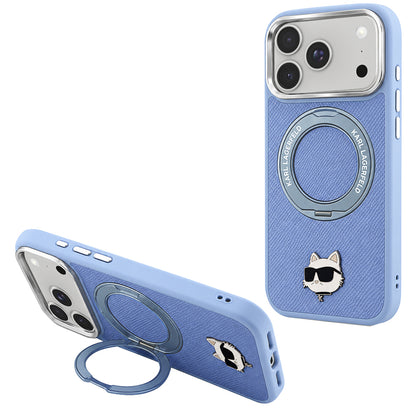 Custodia MagSafe per Apple iPhone 18 Pro / 17 Pro, Karl Lagerfeld, Ring Stand 360 Choupette Pin, Bleu
