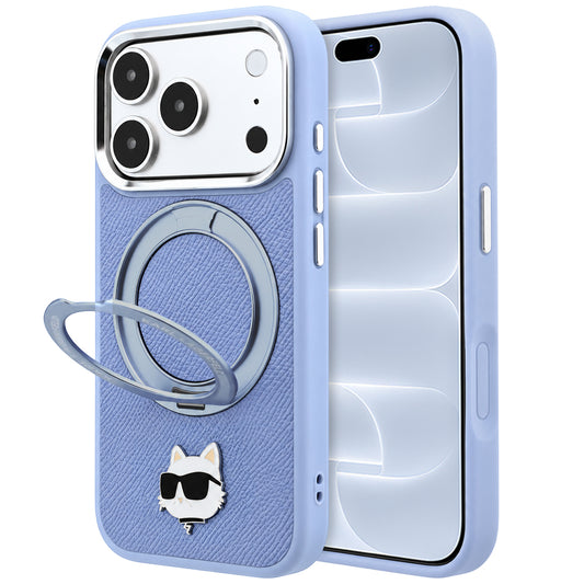 Custodia MagSafe per Apple iPhone 18 Pro / 17 Pro, Karl Lagerfeld, Ring Stand 360 Choupette Pin, Bleu