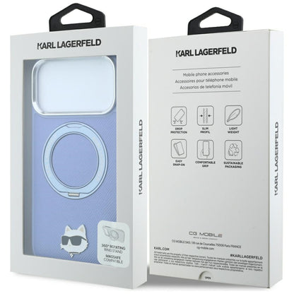 Custodia MagSafe per Apple iPhone 18 Pro / 17 Pro, Karl Lagerfeld, Ring Stand 360 Choupette Pin, Bleu