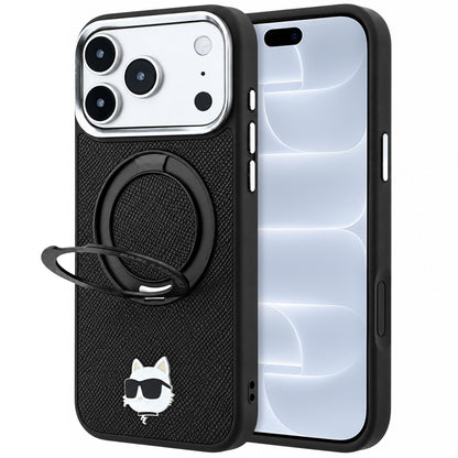 Custodia MagSafe per Apple iPhone 18 Pro / 17 Pro, Karl Lagerfeld, Ring Stand 360 Choupette Pin, Nera