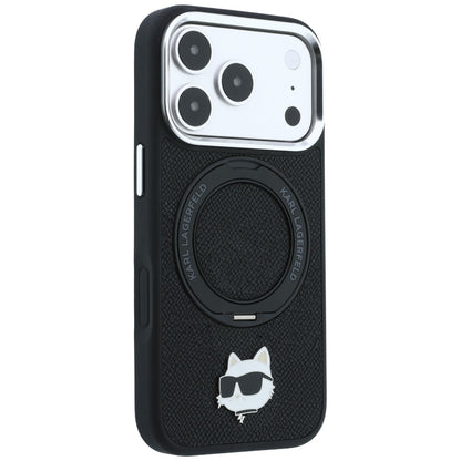 Custodia MagSafe per Apple iPhone 18 Pro / 17 Pro, Karl Lagerfeld, Ring Stand 360 Choupette Pin, Nera