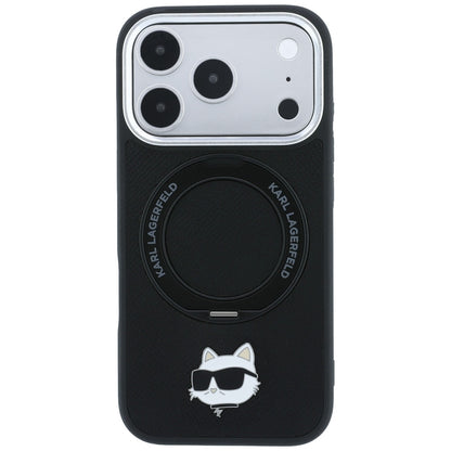 Custodia MagSafe per Apple iPhone 18 Pro / 17 Pro, Karl Lagerfeld, Ring Stand 360 Choupette Pin, Nera