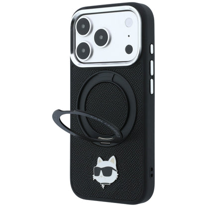 Custodia MagSafe per Apple iPhone 18 Pro / 17 Pro, Karl Lagerfeld, Ring Stand 360 Choupette Pin, Nera