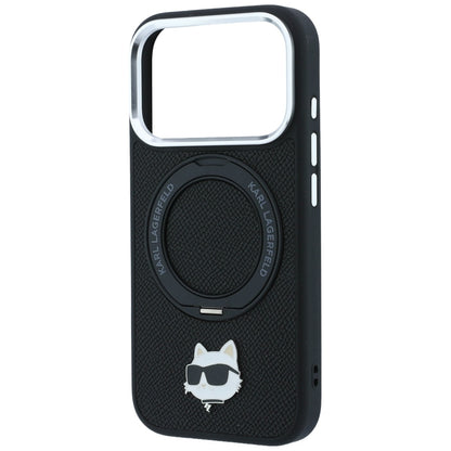 Custodia MagSafe per Apple iPhone 18 Pro / 17 Pro, Karl Lagerfeld, Ring Stand 360 Choupette Pin, Nera
