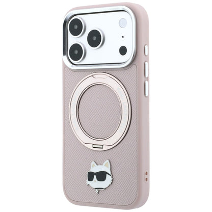 Custodia MagSafe per Apple iPhone 18 Pro / 17 Pro, Karl Lagerfeld, Ring Stand 360 Choupette Pin, rosa