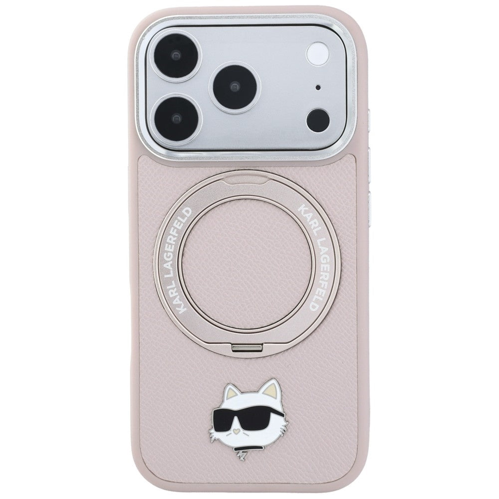 Custodia MagSafe per Apple iPhone 18 Pro / 17 Pro, Karl Lagerfeld, Ring Stand 360 Choupette Pin, rosa