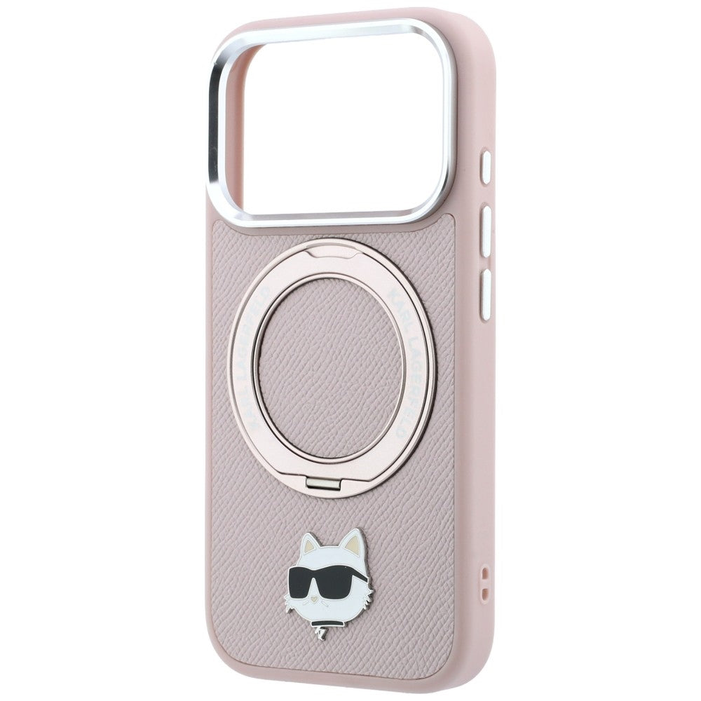 Custodia MagSafe per Apple iPhone 18 Pro / 17 Pro, Karl Lagerfeld, Ring Stand 360 Choupette Pin, rosa