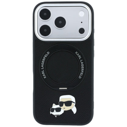 Custodia MagSafe per Apple iPhone 18 Pro / 17 Pro, Karl Lagerfeld, Ring Stand 360 Karl & Choupette Pin, Nera