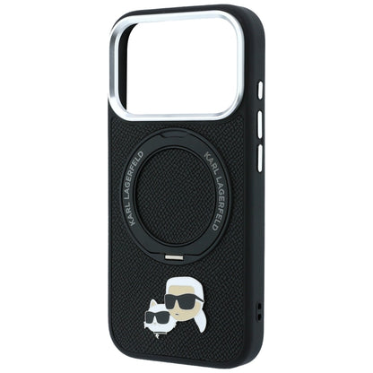 Custodia MagSafe per Apple iPhone 18 Pro / 17 Pro, Karl Lagerfeld, Ring Stand 360 Karl & Choupette Pin, Nera
