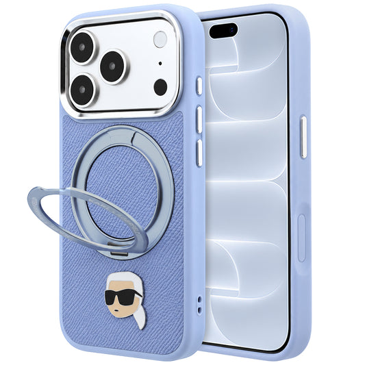 Custodia MagSafe per Apple iPhone 18 Pro / 17 Pro, Karl Lagerfeld, Ring Stand 360 Karl Pin, Blu