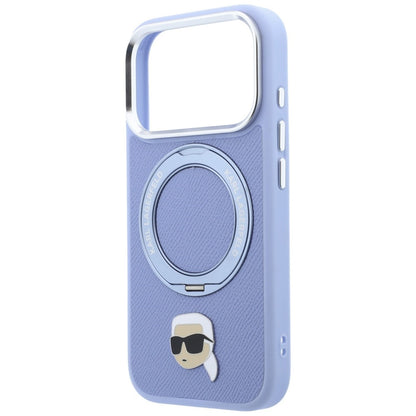 Custodia MagSafe per Apple iPhone 18 Pro / 17 Pro, Karl Lagerfeld, Ring Stand 360 Karl Pin, Blu