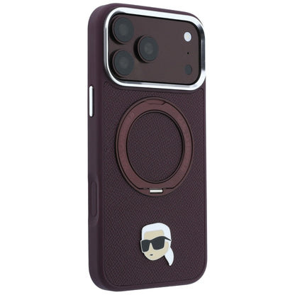Custodia MagSafe per Apple iPhone 18 Pro / 17 Pro, Karl Lagerfeld, Ring Stand 360 Karl Pin, Vinaccia