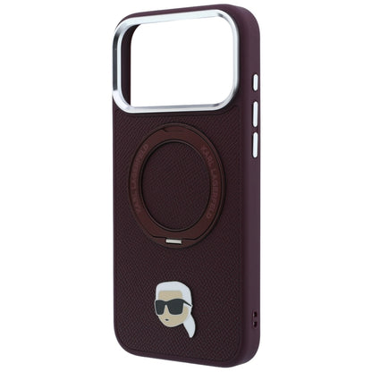Custodia MagSafe per Apple iPhone 18 Pro / 17 Pro, Karl Lagerfeld, Ring Stand 360 Karl Pin, Vinaccia