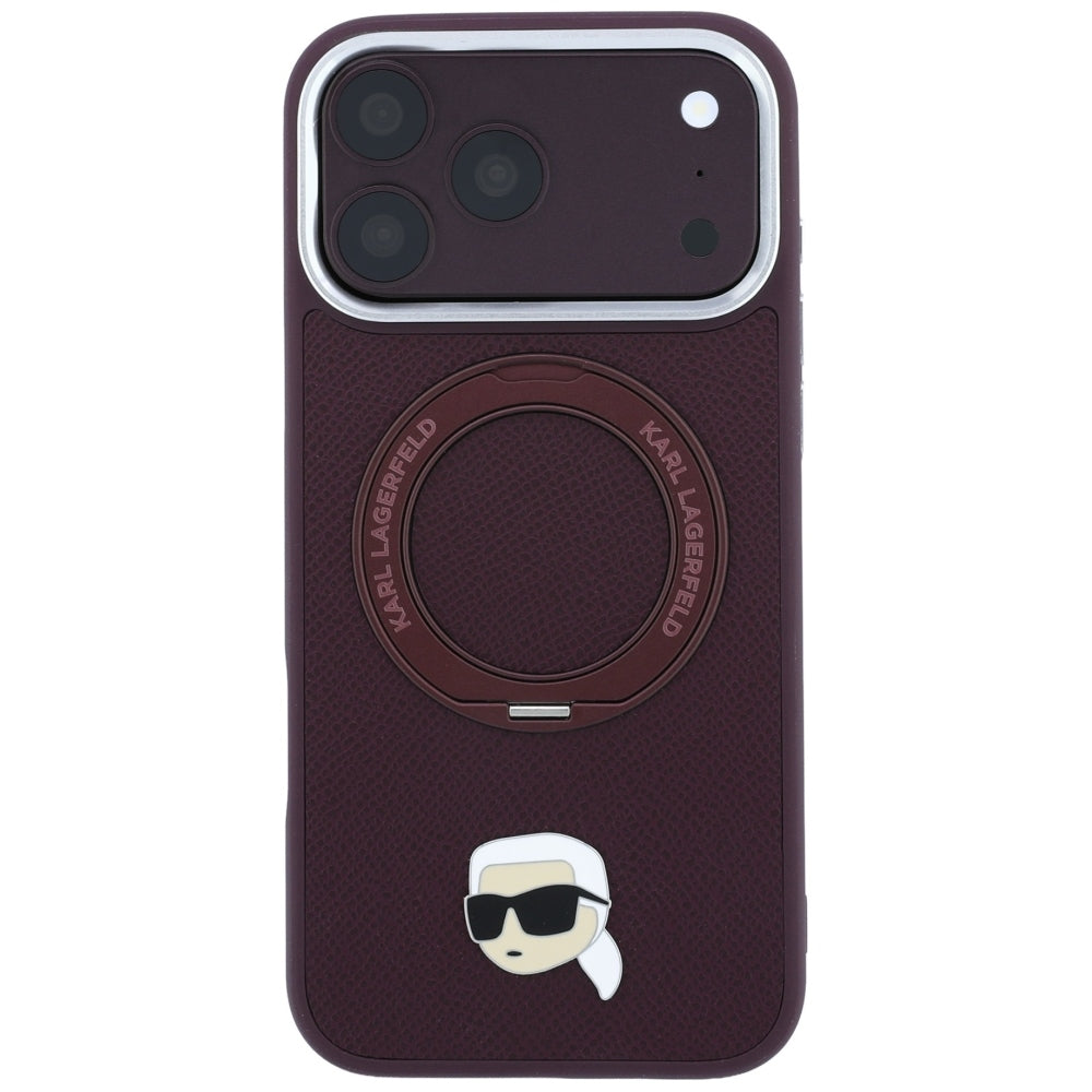 Custodia MagSafe per Apple iPhone 18 Pro / 17 Pro, Karl Lagerfeld, Ring Stand 360 Karl Pin, Vinaccia