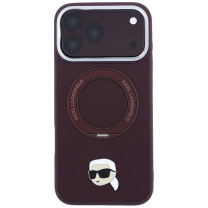 Custodia MagSafe per Apple iPhone 18 Pro / 17 Pro, Karl Lagerfeld, Ring Stand 360 Karl Pin, Vinaccia