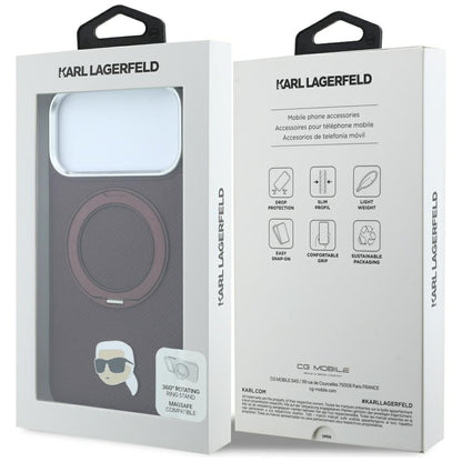 Custodia MagSafe per Apple iPhone 18 Pro / 17 Pro, Karl Lagerfeld, Ring Stand 360 Karl Pin, Vinaccia