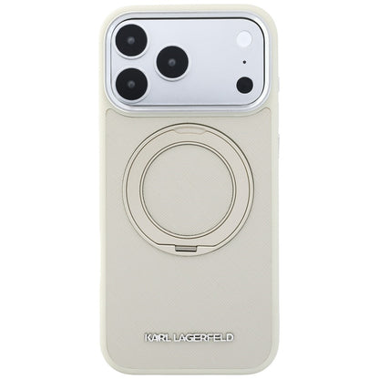 Custodia MagSafe per Apple iPhone 18 Pro / 17 Pro, Karl Lagerfeld, Ring Stand 360 Saffiano, Beige