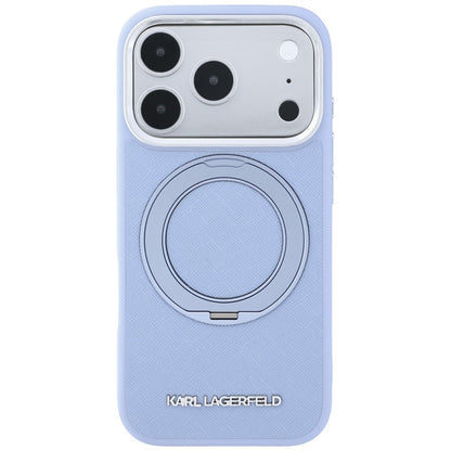Custodia MagSafe per Apple iPhone 18 Pro / 17 Pro, Karl Lagerfeld, Ring Stand 360 Saffiano, Blu