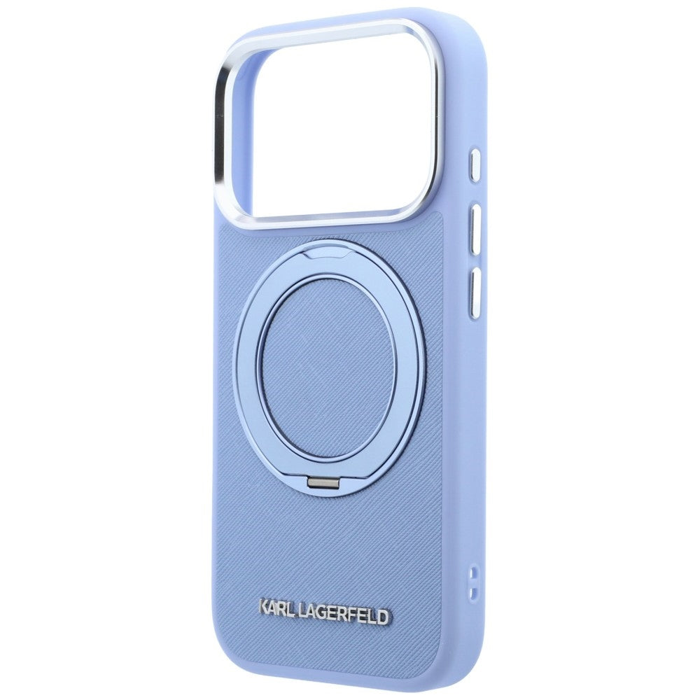Custodia MagSafe per Apple iPhone 18 Pro / 17 Pro, Karl Lagerfeld, Ring Stand 360 Saffiano, Blu