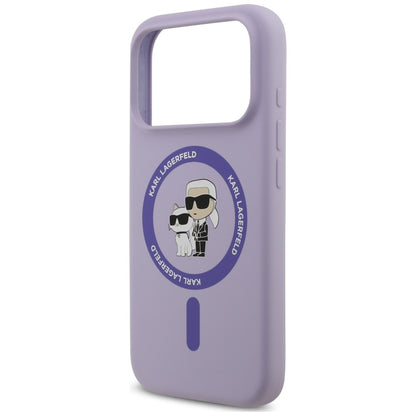 Custodia MagSafe per Apple iPhone 18 Pro / 17 Pro, Karl Lagerfeld, Silicone Ring Karl & Choupette, Viola