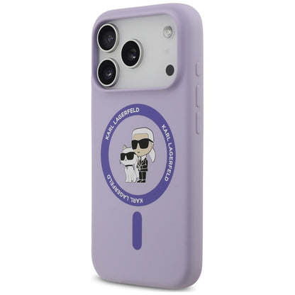 Custodia MagSafe per Apple iPhone 18 Pro / 17 Pro, Karl Lagerfeld, Silicone Ring Karl & Choupette, Viola