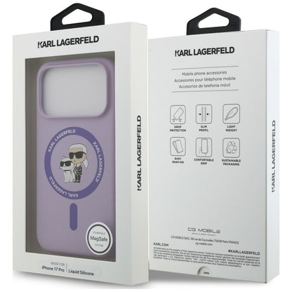 Custodia MagSafe per Apple iPhone 18 Pro / 17 Pro, Karl Lagerfeld, Silicone Ring Karl & Choupette, Viola