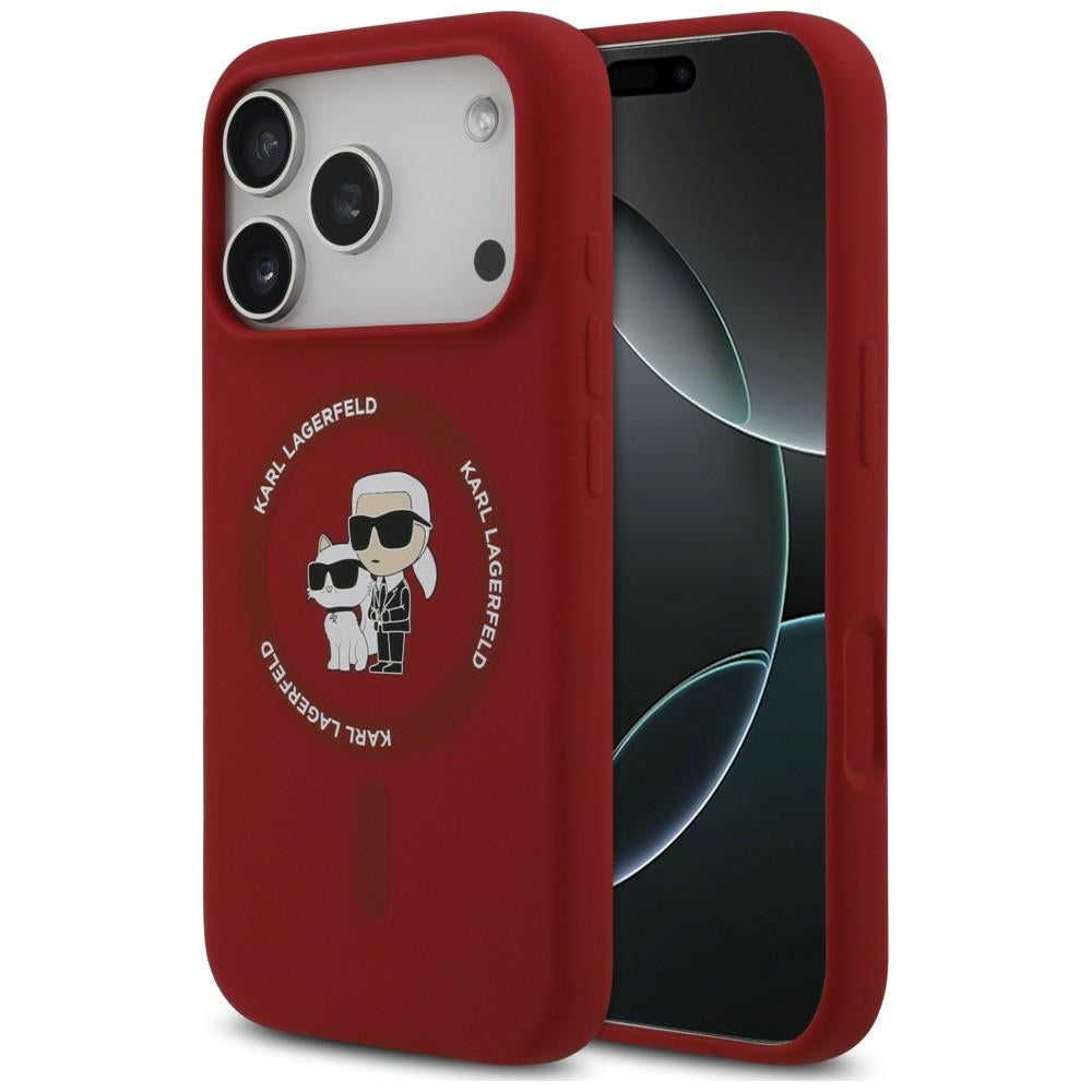 Custodia MagSafe per Apple iPhone 18 Pro / 17 Pro, Karl Lagerfeld, Silicone Ring Karl & Choupette, rosa