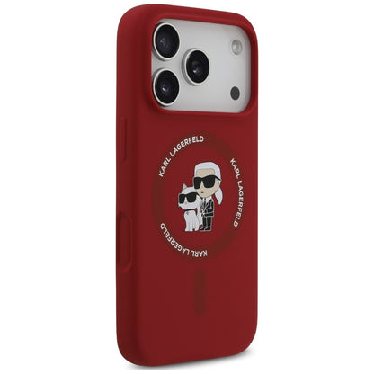 Custodia MagSafe per Apple iPhone 18 Pro / 17 Pro, Karl Lagerfeld, Silicone Ring Karl & Choupette, rosa