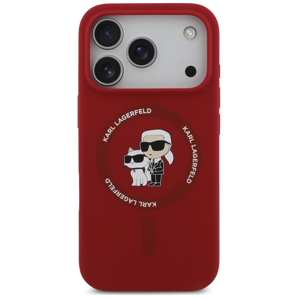 Custodia MagSafe per Apple iPhone 18 Pro / 17 Pro, Karl Lagerfeld, Silicone Ring Karl & Choupette, rosa
