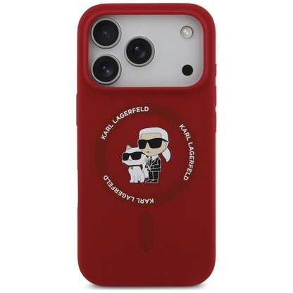 Custodia MagSafe per Apple iPhone 18 Pro / 17 Pro, Karl Lagerfeld, Silicone Ring Karl & Choupette, rosa