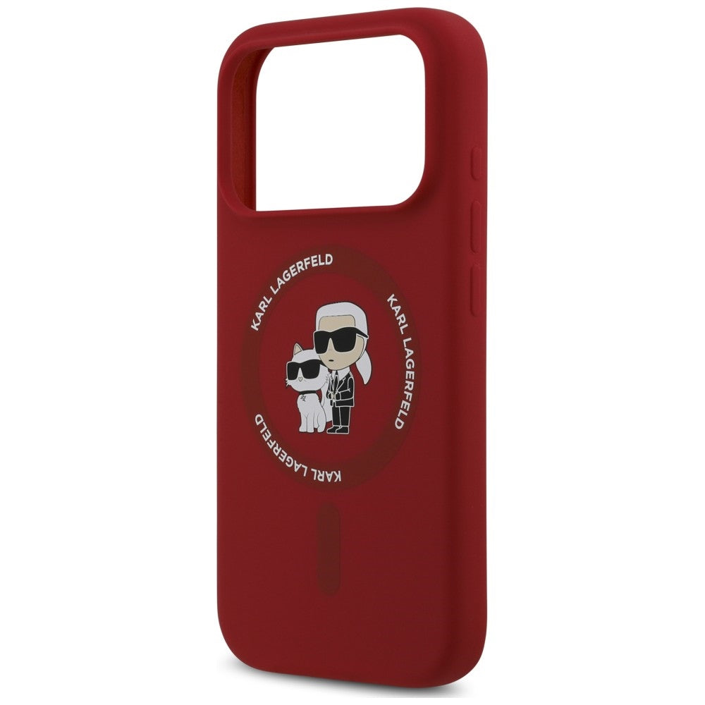 Custodia MagSafe per Apple iPhone 18 Pro / 17 Pro, Karl Lagerfeld, Silicone Ring Karl & Choupette, rosa