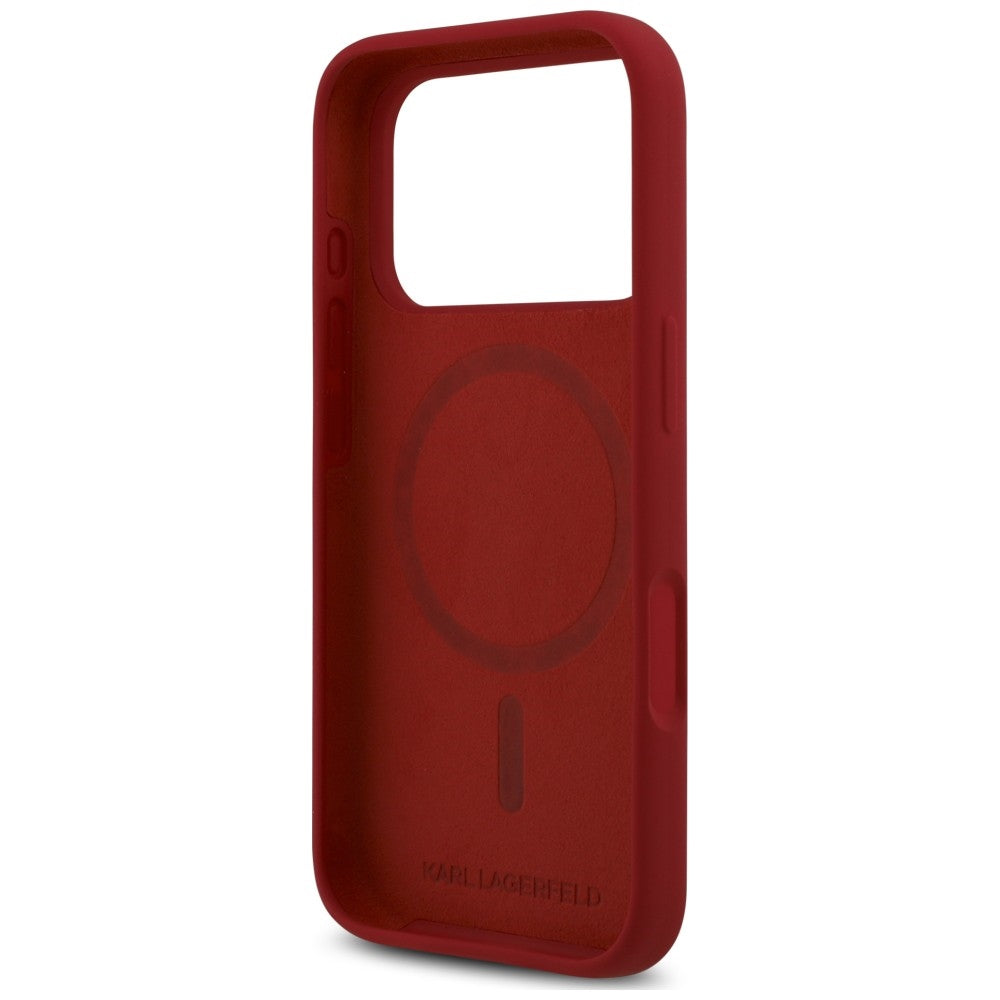 Custodia MagSafe per Apple iPhone 18 Pro / 17 Pro, Karl Lagerfeld, Silicone Ring Karl & Choupette, rosa
