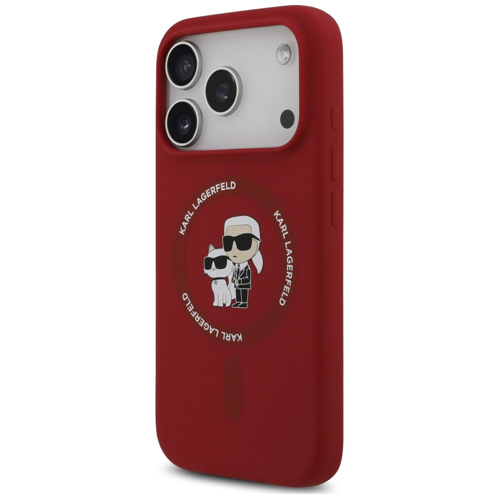 Custodia MagSafe per Apple iPhone 18 Pro / 17 Pro, Karl Lagerfeld, Silicone Ring Karl & Choupette, rosa