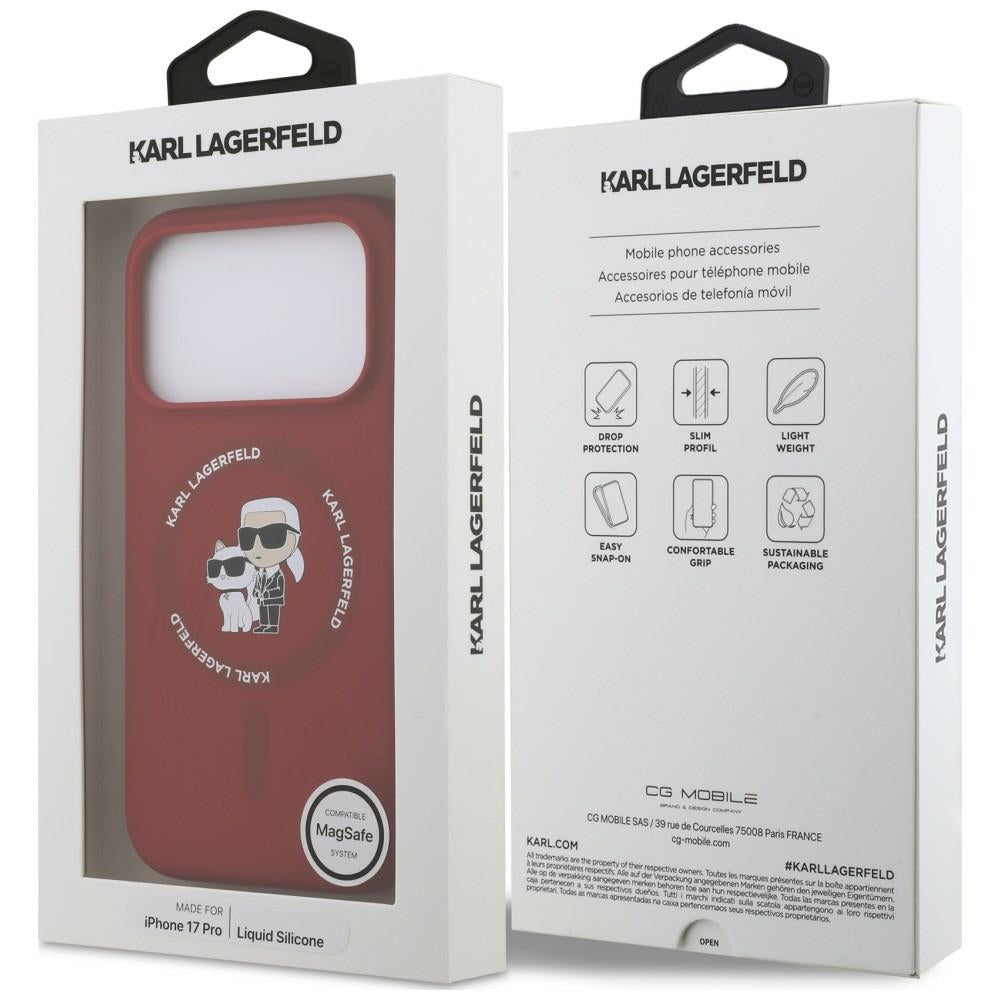 Custodia MagSafe per Apple iPhone 18 Pro / 17 Pro, Karl Lagerfeld, Silicone Ring Karl & Choupette, rosa