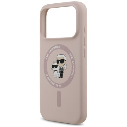 Custodia MagSafe per Apple iPhone 18 Pro / 17 Pro, Karl Lagerfeld, Silicone Ring Karl & Choupette, Rosa