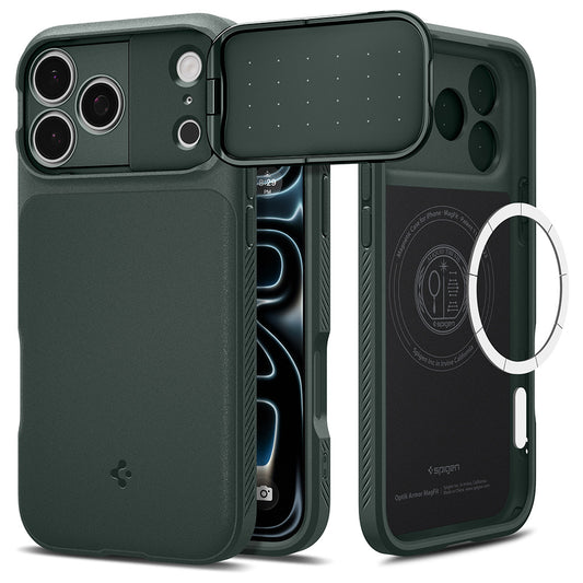 Custodia MagSafe per Apple iPhone 18 Pro / 17 Pro, Spigen, Optik Armor, Verde ACS09954