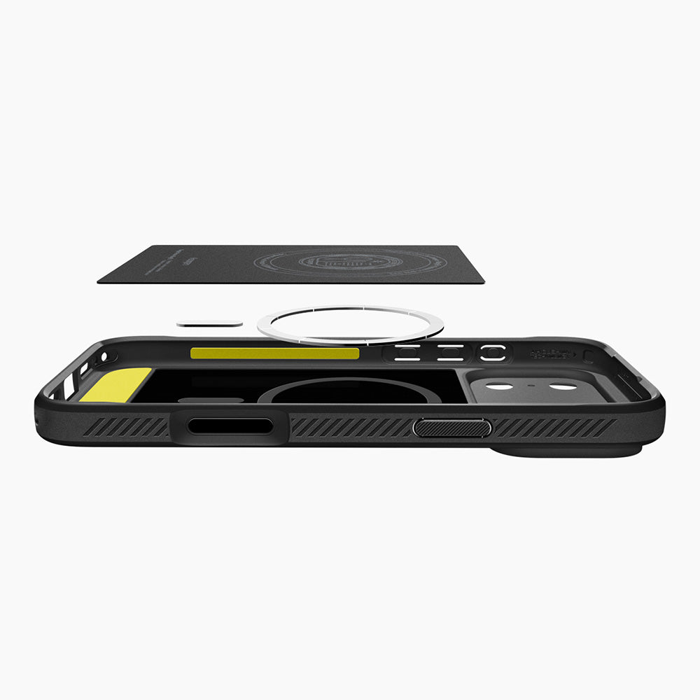 Custodia MagSafe per Apple iPhone 18 Pro / 17 Pro, Spigen, Rugged Armor, Nero Opaco ACS12147