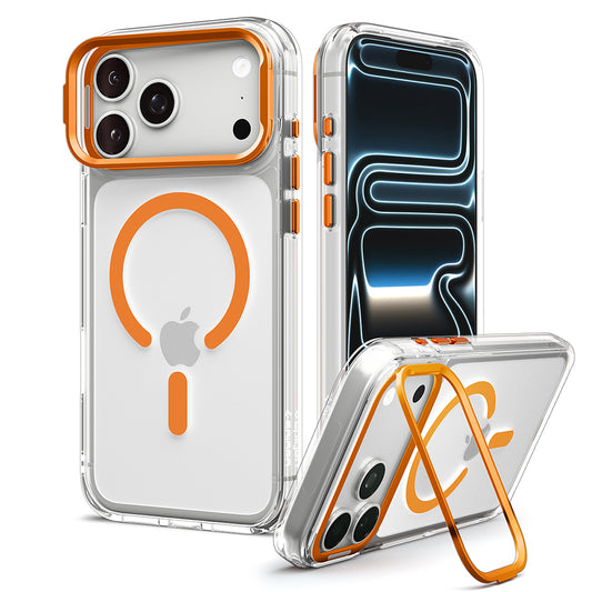 Custodia MagSafe per Apple iPhone 18 Pro / 17 Pro, Spigen, Ultra Hybrid Optik S, Trasparente Arancione ACS11923