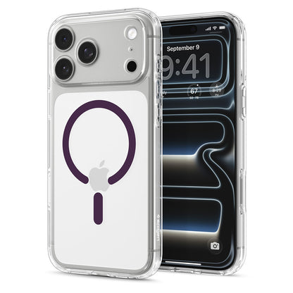 Custodia MagSafe per Apple iPhone 18 Pro / 17 Pro, Spigen, Ultra Hybrid, bordeaux trasparente ACS12335
