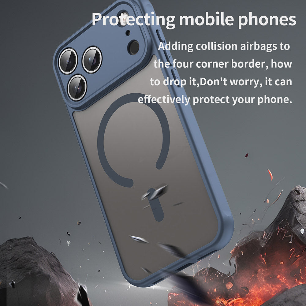 Custodia MagSafe per Apple iPhone 18 Pro / 17 Pro, Techsuit, HaloFrost II, Blu Navy